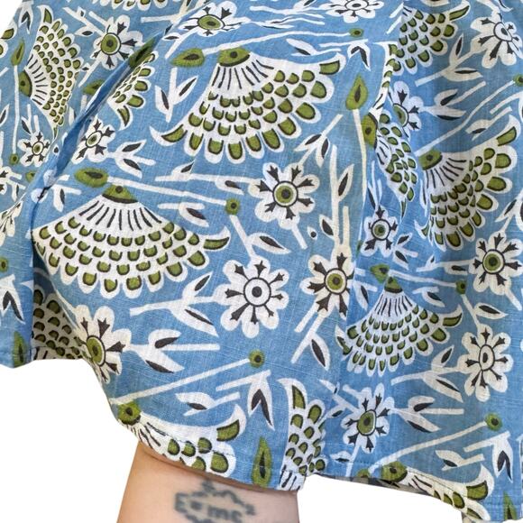 Free People Patterned Mini Skirt Beach Cover Up Semi Sheer Size 4 Blue Green - Picture 4 of 10